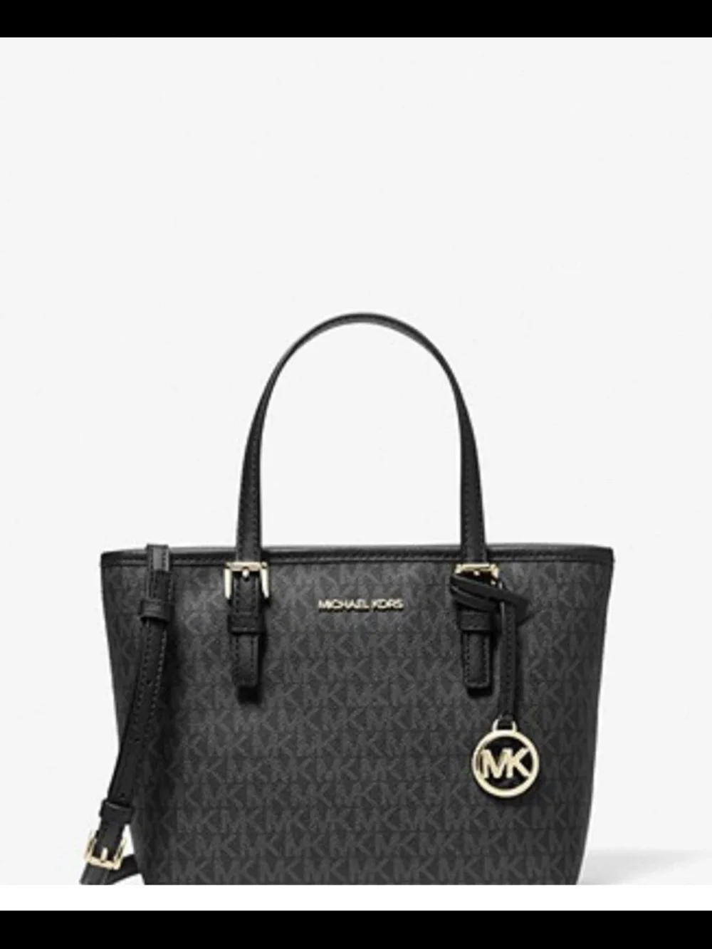 Michael Kors Black MK Mini Tote with Gold Accent Charm - Picture 1 of 2
